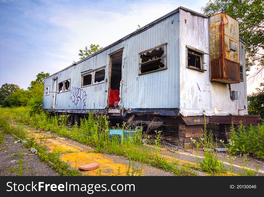 An old decaying, abandoned trailer