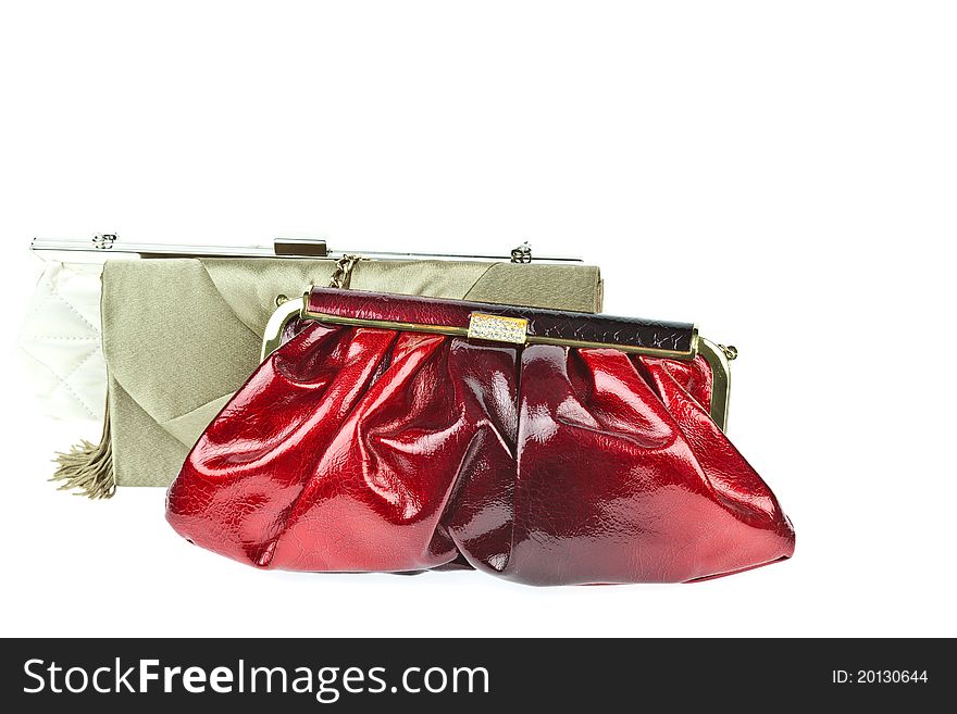 The women clutch bag isolated on white background