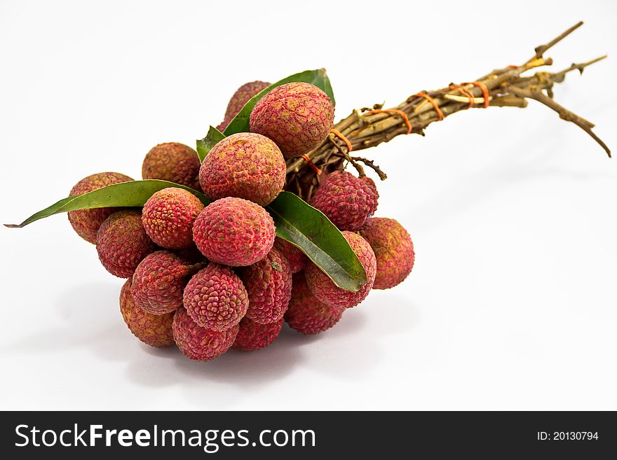 Fresh Lychees Isolated On White