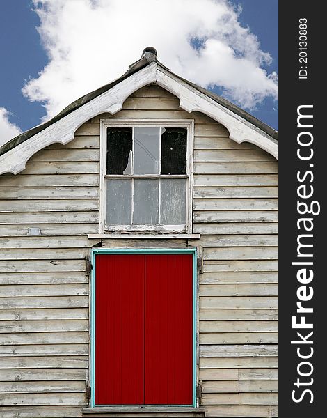 Derelict building with keep out sign