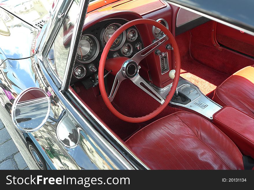 Interior view of a classic old car. Interior view of a classic old car.