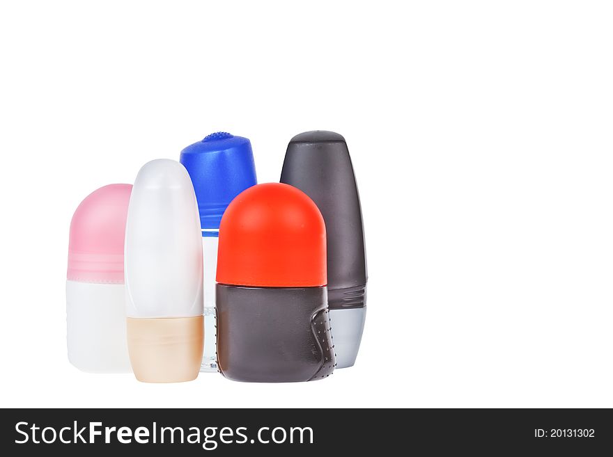 Colorful deodorant on white background. Colorful deodorant on white background