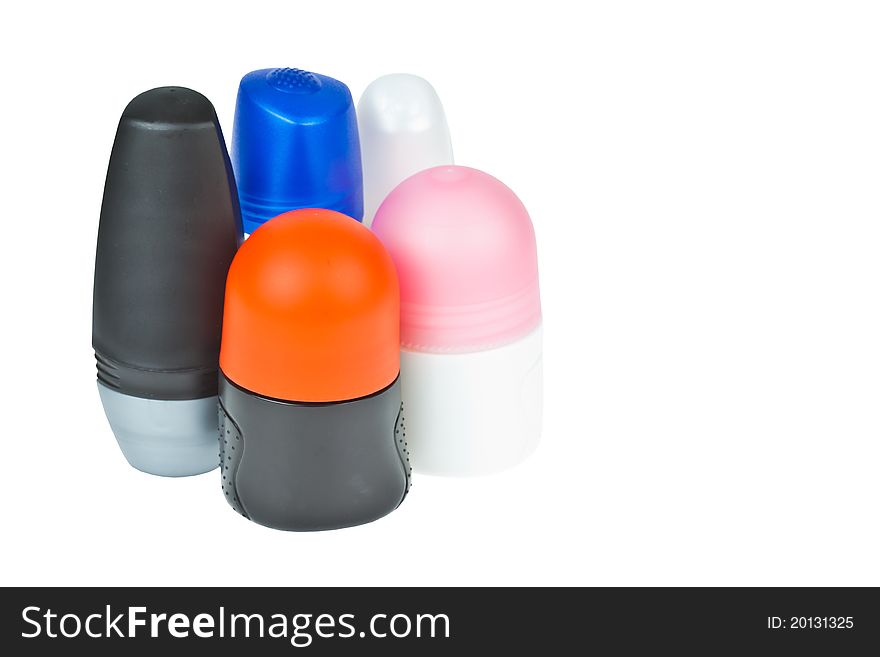 Colorful deodorant on white background. Colorful deodorant on white background