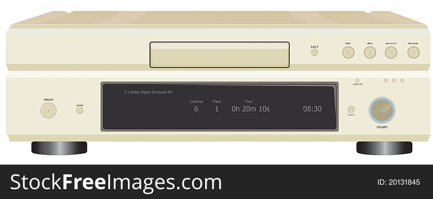 A vector image of a realistic-looking Sound & Video Receiver. A vector image of a realistic-looking Sound & Video Receiver