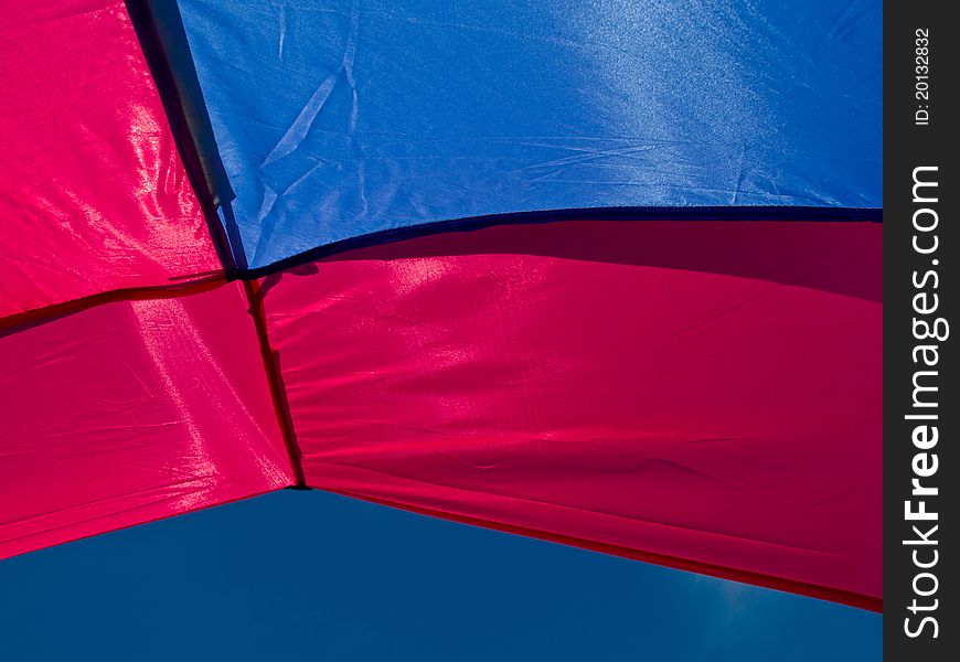 Clear blue sky seen from a tent perfect summer camping beach fun background image