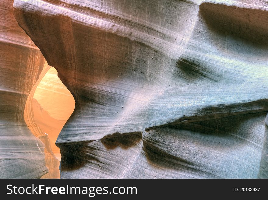 Antelope Canyon or slot canyon on the Navaho Inidian reservation in Page Arizona