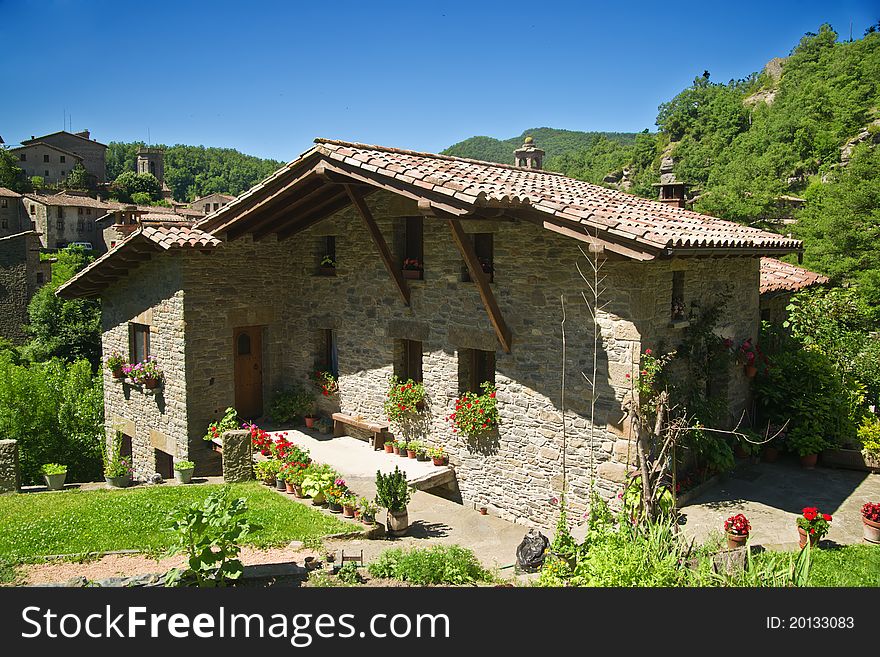 Rupit village typical rural landscape of Catalonia, Spain