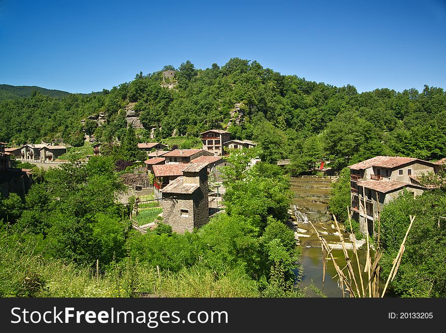 Rupit village typical rural landscape of Catalonia, Spain