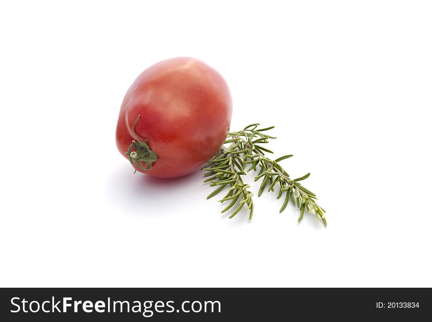 Summer Vegetables  On White : Tomato And Rosemary