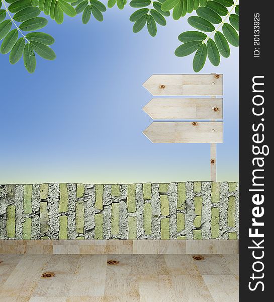 Empty wooden signboard on beautiful nature background