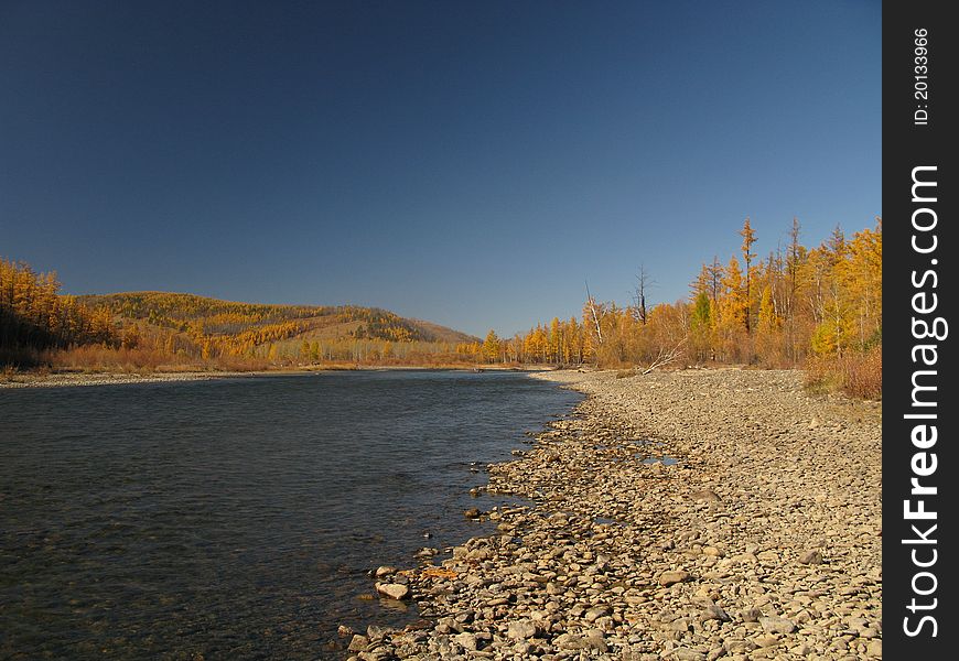 Alaska landscape by autumn day