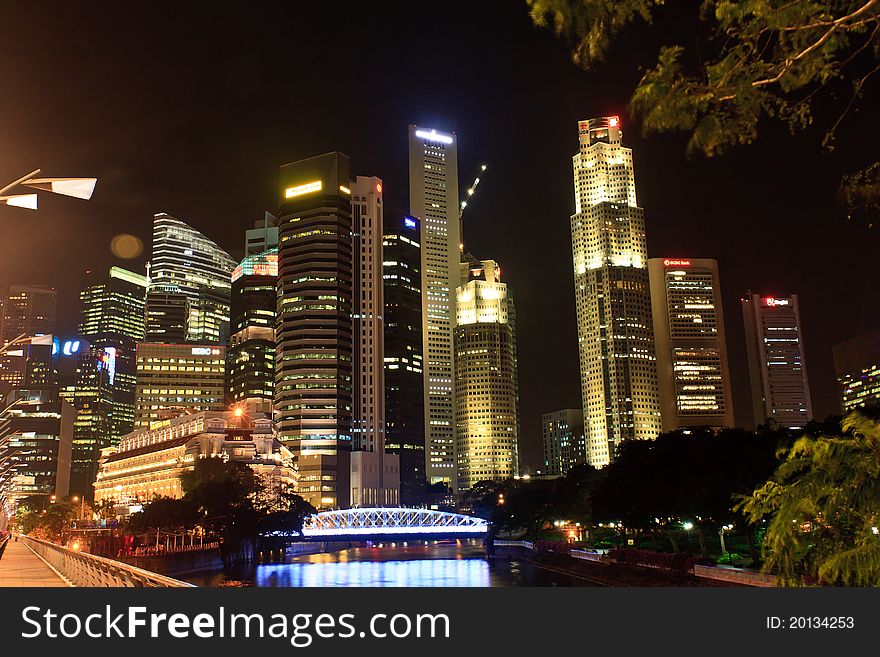 Night view of Singapore CBD. Night view of Singapore CBD.