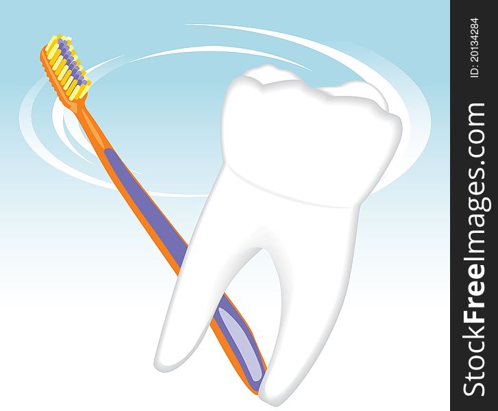 Tooth and toothbrush. Dental concept. Illustration