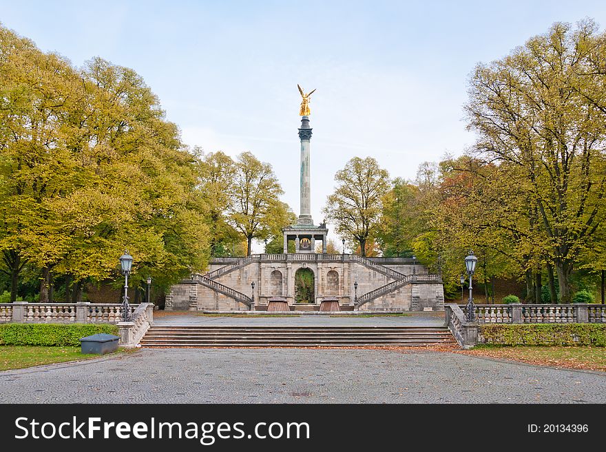Famous Friedensengel monument in Munich, Germnay