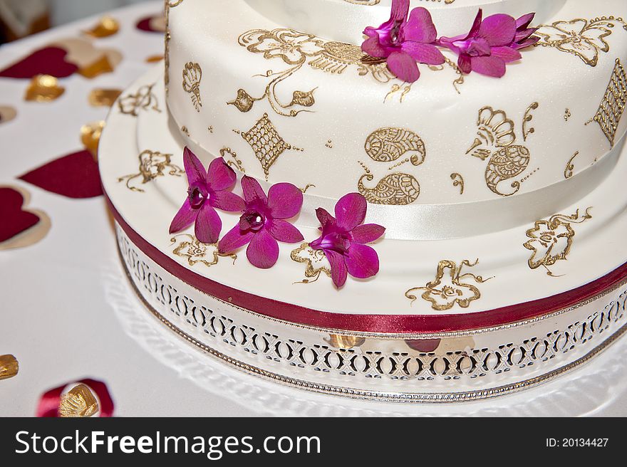 Close up of a wedding cake