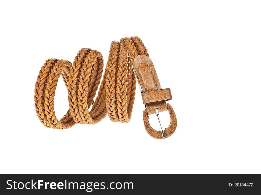 Colorful brown belt on white background. Colorful brown belt on white background