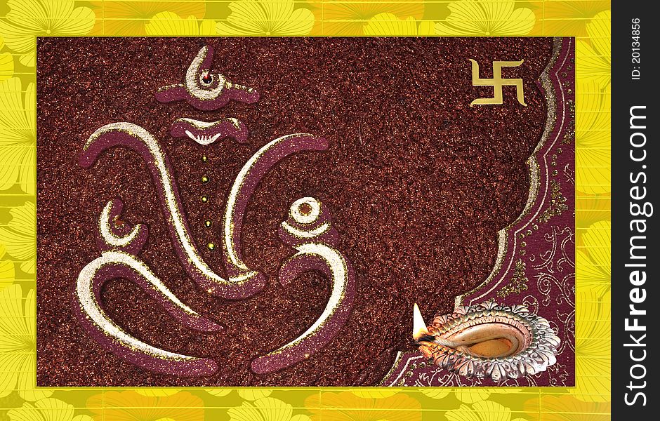 Ganesh painted and colored over sand paper.