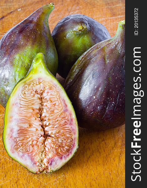 Closeup of ripe fig on the table. Closeup of ripe fig on the table