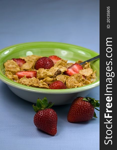 Healthy plate of cereals with strawberries. Healthy plate of cereals with strawberries