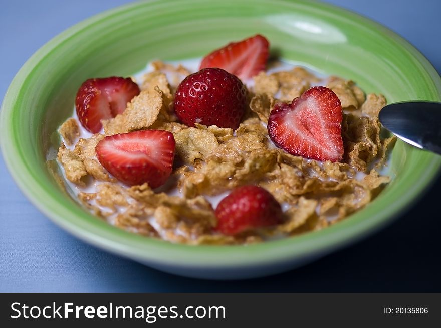 Healthy plate of cereals with strawberries. Healthy plate of cereals with strawberries