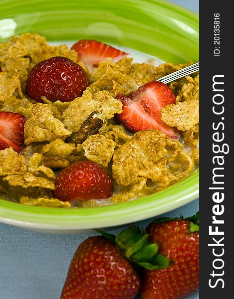 Healthy plate of cereals with strawberries. Healthy plate of cereals with strawberries