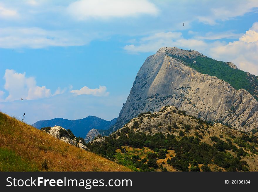 Landscape panorama of the Crimean mountain Falcon