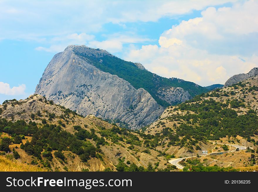 Landscape panorama of the Crimean mountain Falcon