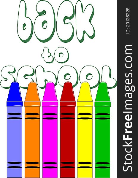 Round head crayons over white illustration concept for back to school supplies