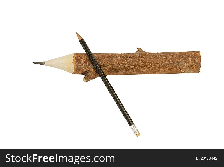Wooden office pencil on an isolated white background. Wooden office pencil on an isolated white background