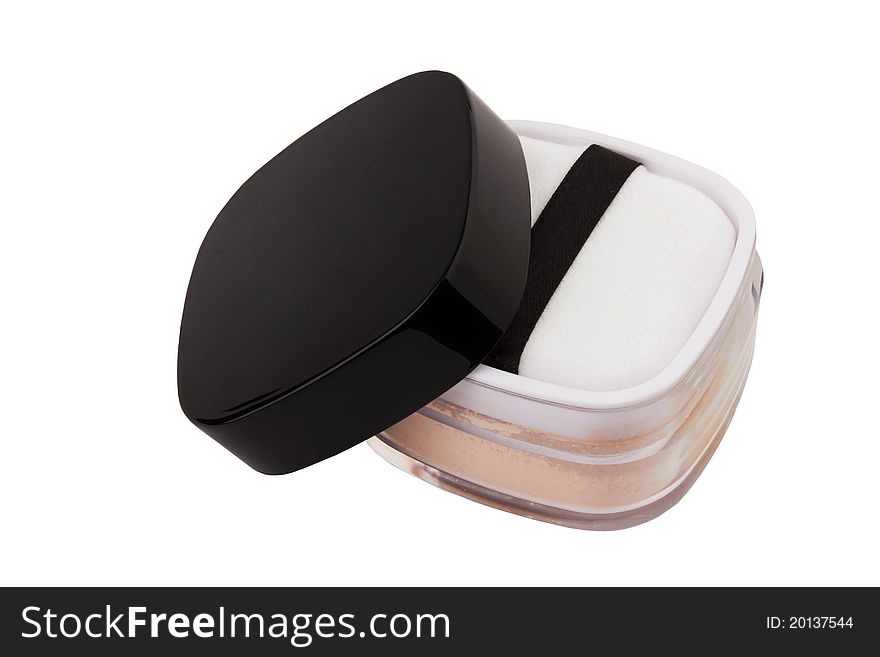 Make-up powder in box isolated on white. Make-up powder in box isolated on white