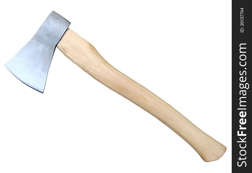 Axe with wooden handle on a white. Axe with wooden handle on a white.