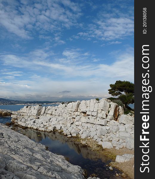 Charming coastline on the French Riviera, the Cap d'Antibes.