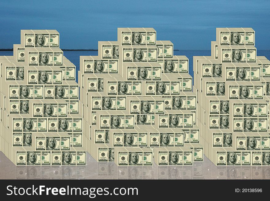 100 Dollar Banknotes image with Sky background. 100 Dollar Banknotes image with Sky background.