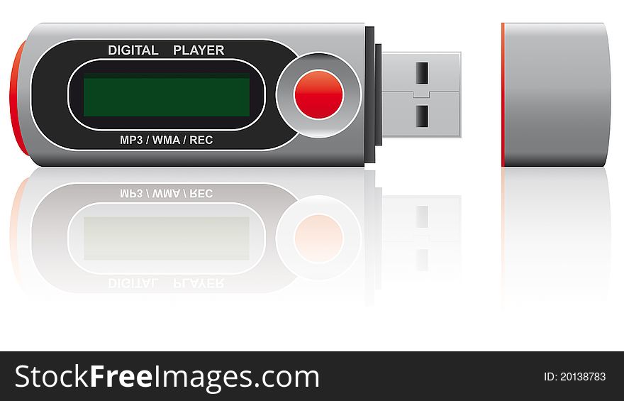 Illustration of mp3 player for digital music