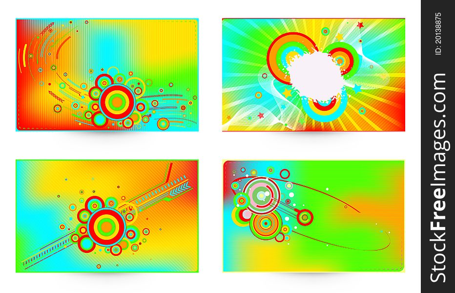Vector four business card set, elements for design. Vector four business card set, elements for design.
