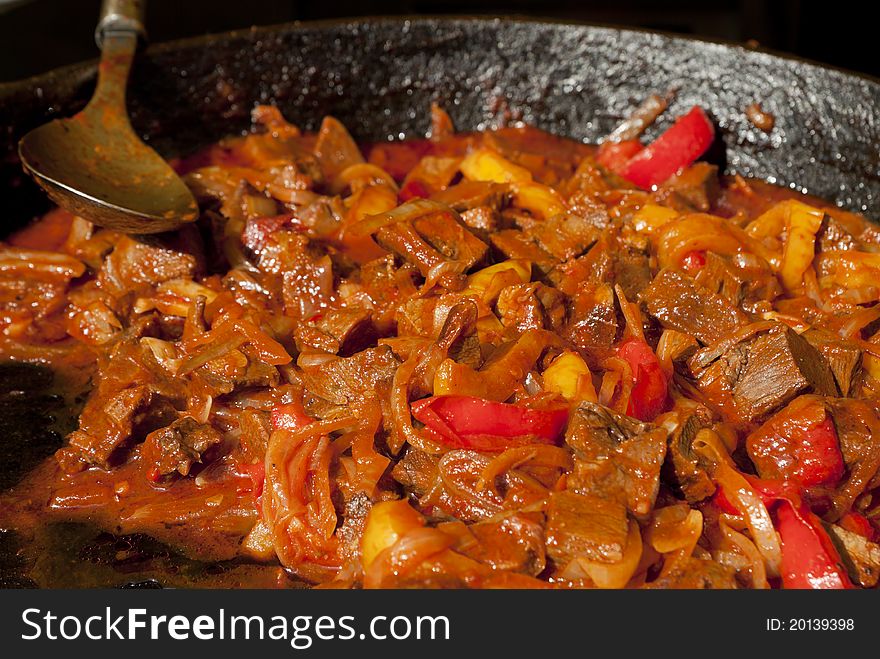 Delicious stew in a big bowl