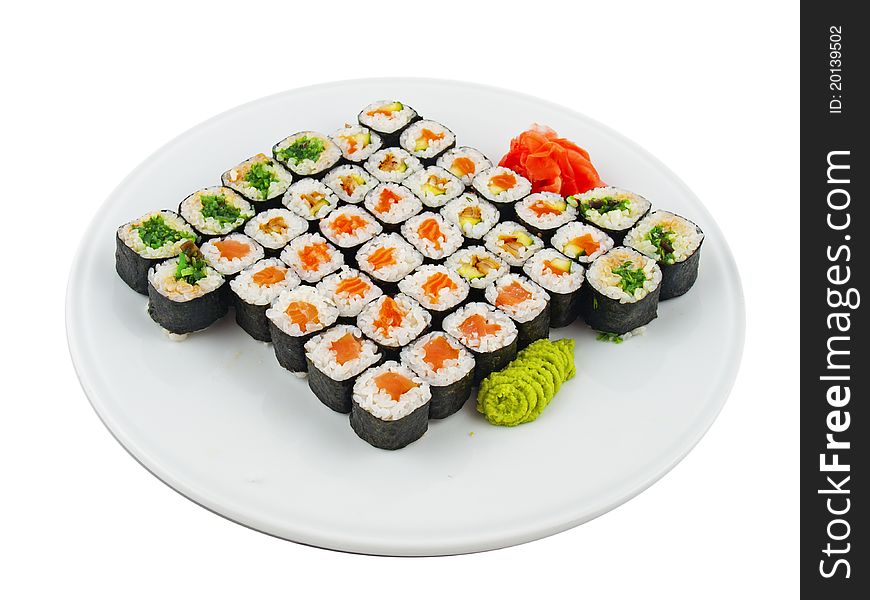 Photo of a rolled and sushi