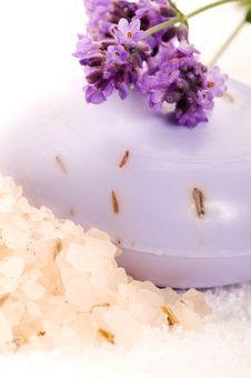 Soap With Fresh Lavender Flowers And Bath Salt Stock Images Soap With Fresh Lavender Flowers And Bath Salt Stock Images