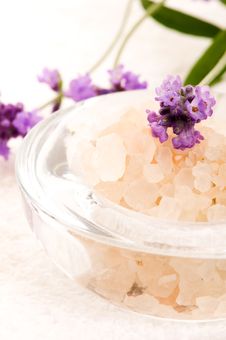 Bath Salt With Fresh Lavender Flowers Stock Image Bath Salt With Fresh Lavender Flowers Stock Image