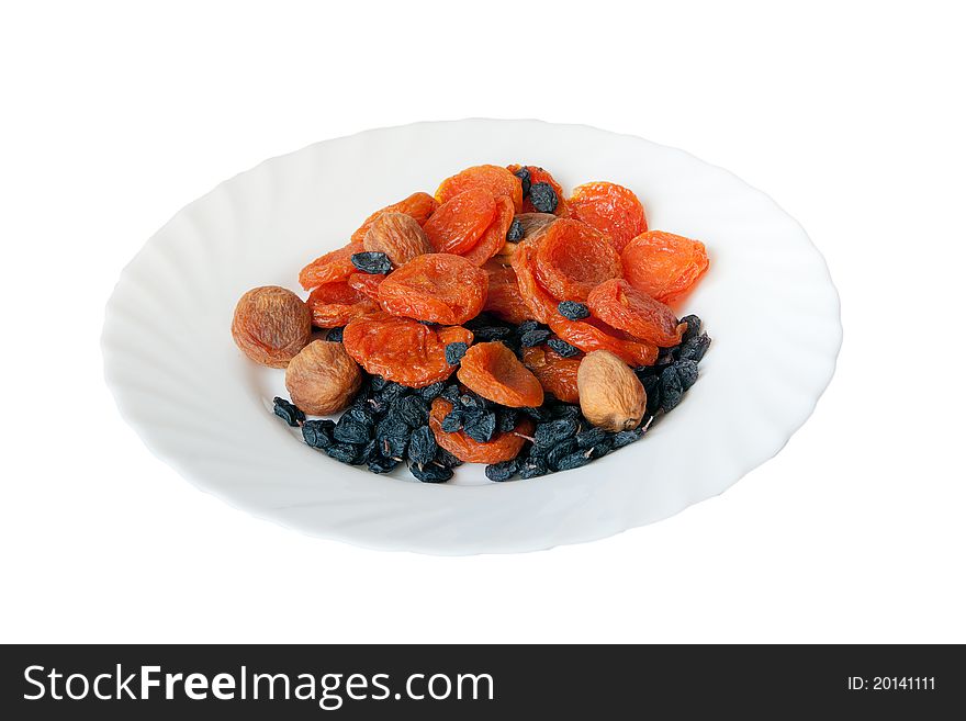 Dried fruits on the plate