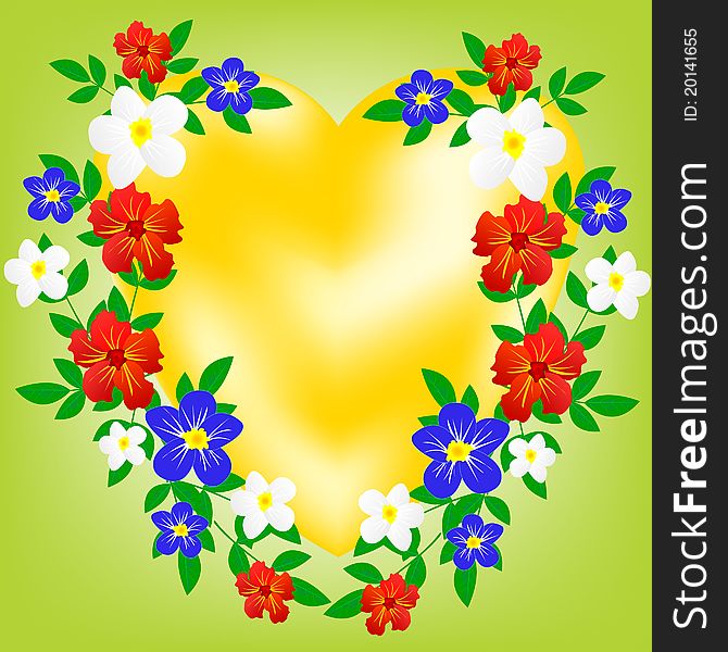 Symbol Heart In Encirclement Flower