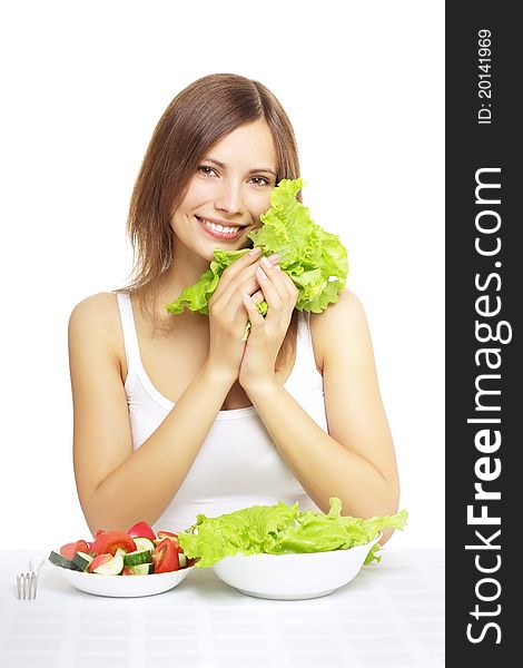 Girl With Vegetable Salad