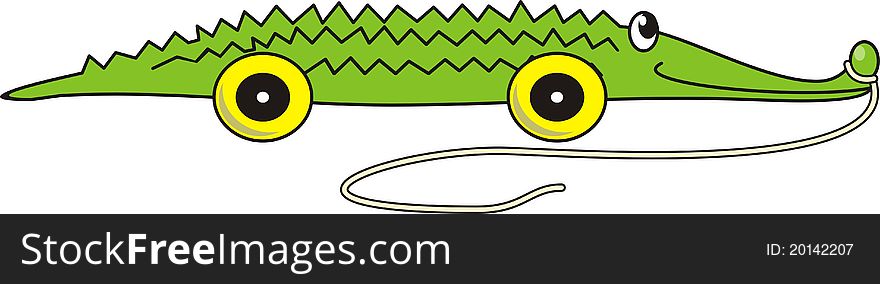 Green crocodile toy - vector isolated illustration on white background. Green crocodile toy - vector isolated illustration on white background