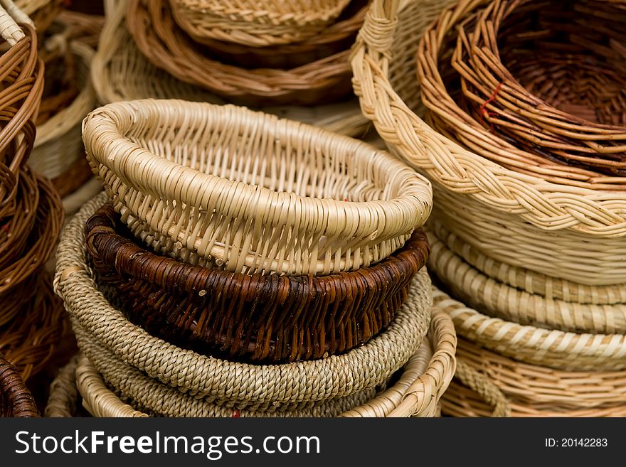 Wicker baskets on German market