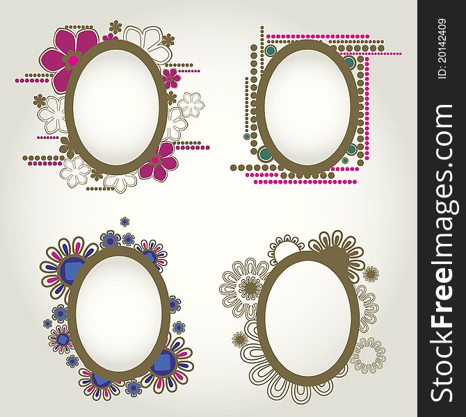 Vector set of vintage frames with flowers. Thanksgiving