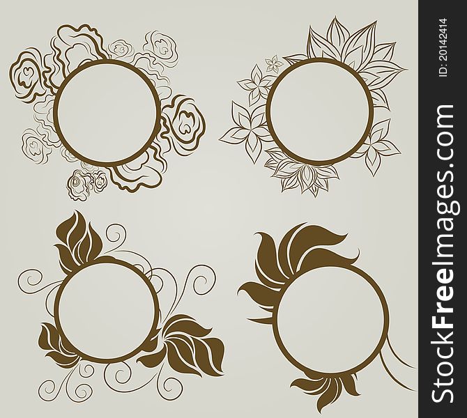 Vector set of vintage frames with Autumn Leafs. Thanksgiving