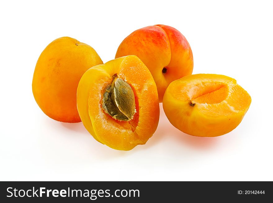Apricots isolated on white background