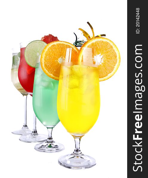 Isolated summer drinks on white background. Isolated summer drinks on white background