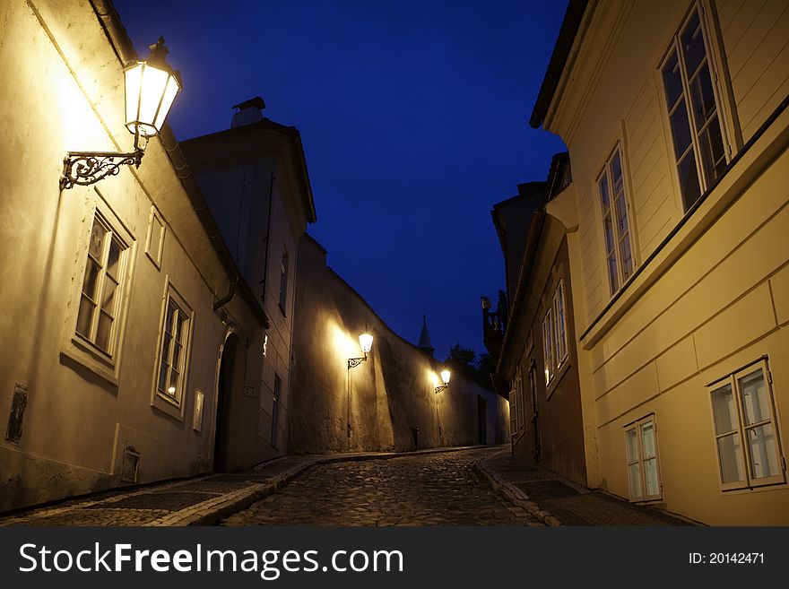 Narrow street in old town, Prague - Hradcany, Czech Republic