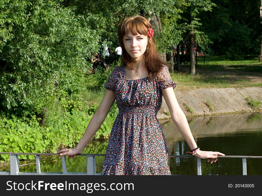 Girl walking outdoor in park